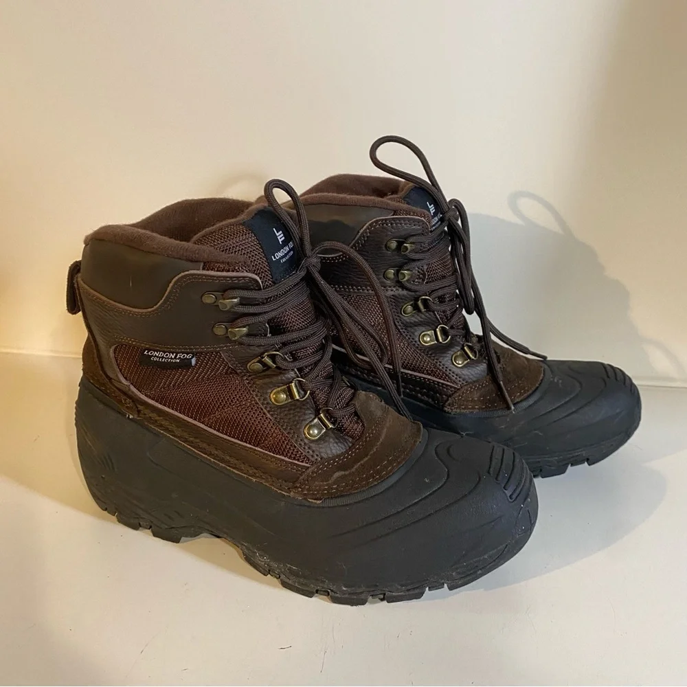 London Fog Woodside Brown Leather Duck Boot Size 8